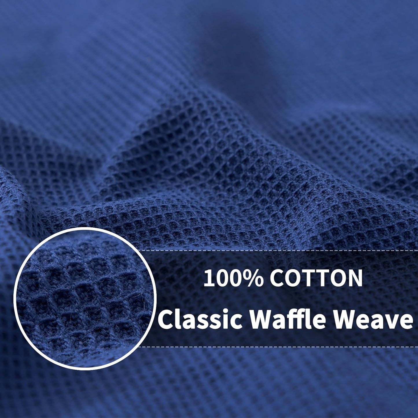 Homaxy 100% Cotton Kitchen Towels and Dishcloths Set - 8 Pack Waffle Weave Soft and Absorbent Dish Towels - 26 X 16 Inch and 12 X 12 Inch - Navy Blue