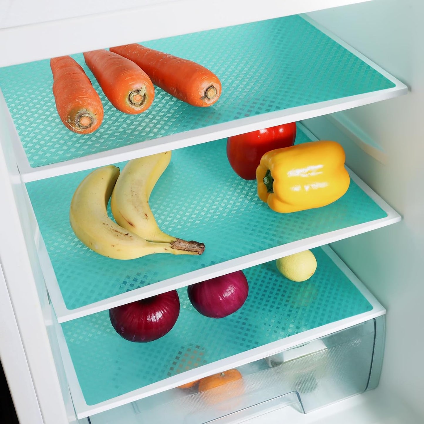 Blue Shelf Liners for Kitchen Cabinets Refrigerator Liners Waterproof & Oil-Proof Kitchen Cupboard Liner Drawer Mats EVA Material Non Adhesive Fridge Liner 17.5 x 236.2 Inches x 2 Rolls