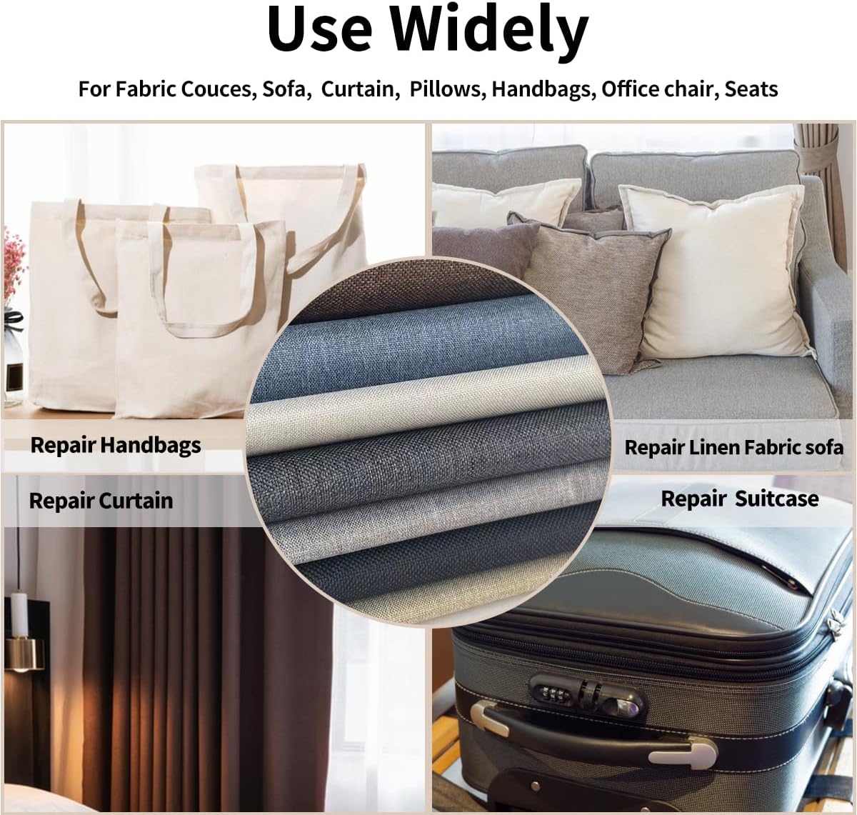 Fabric Repair Patches, 17X79 Inch Linen Repair Tape Self-Adhesive Fabric Patches Durable, DIY Large Linen Tape for Sofa, Couches, Furniture, Chair, Clothing （17X79 Inch, Blue Grey）