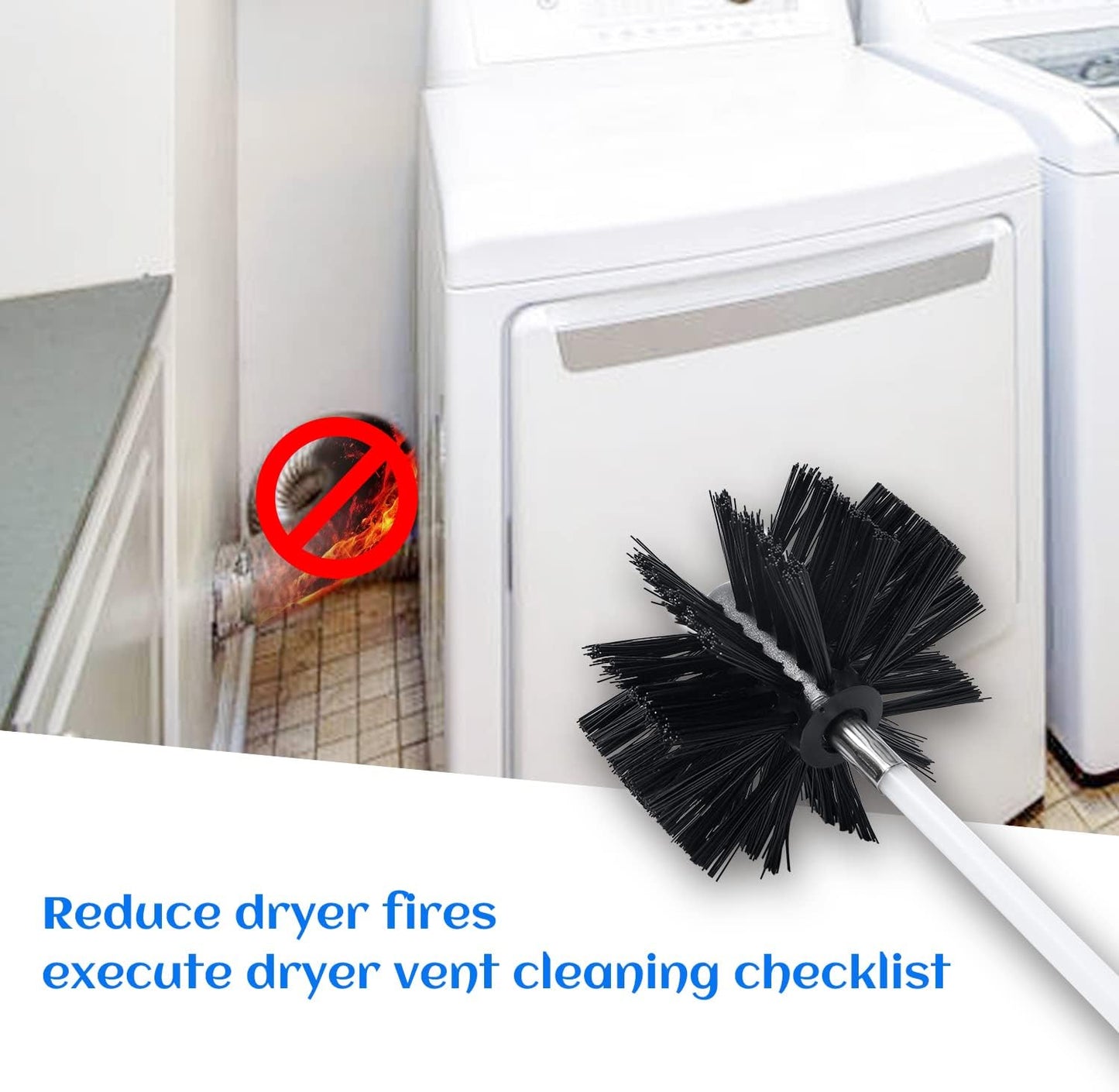 HOKLNUSE Dryer Vent Cleaner Kit Chimney Sweep Cleaning Tools Pellet Stove Cleaner Kit Air Dryer Duct Fireplace Brushes for Easy Lint Cleaning with 4" and 6" Brush Heads (Heavy Duty, 20Feet)