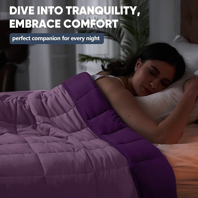 King Size Weighted Blanket for Adults (20 lbs, 80” x 87”, Purple) Cooling Heavy Blanket for Sleeping Perfect for 190-210 lbs, Breathable Blanket for Adults & Couple All Season, Machine Washable