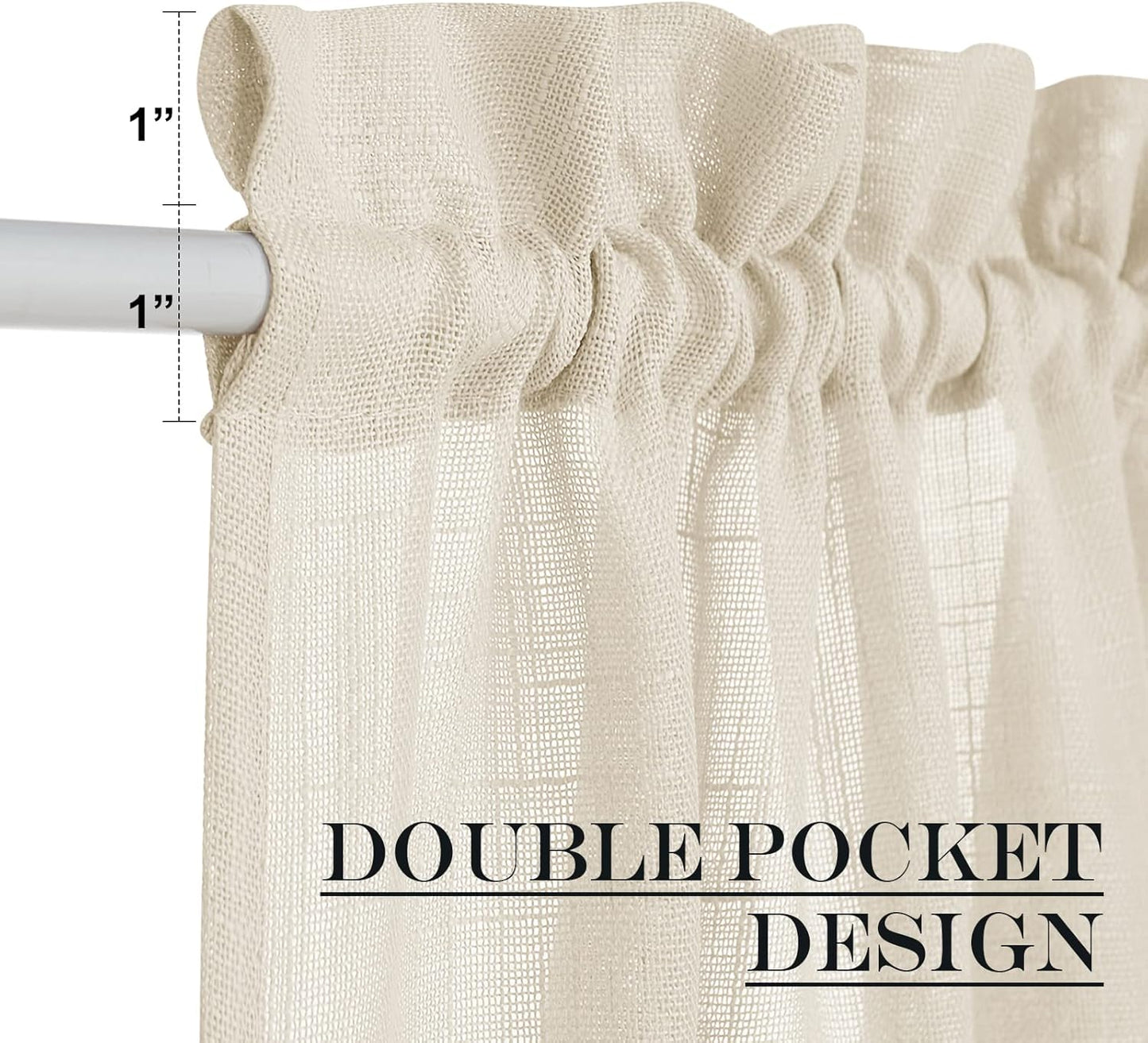 NICETOWN 80 Inches Length Door Curtains with Tieback for Window, Farmhouse Linen Texture Sidelight Semi-Sheer Window Covering French Door Curtains for Closet Doorway, 1 Panel, 26" Wide, Bieg