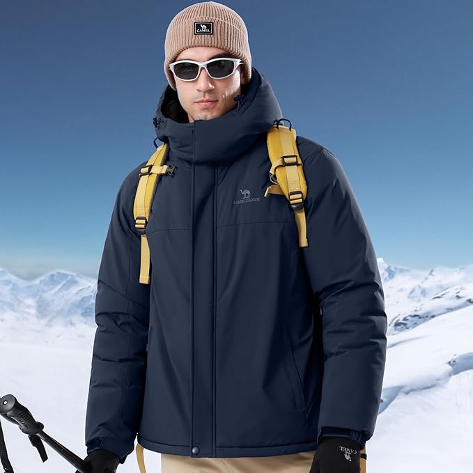 CAMEL CROWN Men's Mountain Ski Snow Jacket Waterproof Winter Coat Snowboarding Windbreaker Windproof Warm Hooded Snow Coat