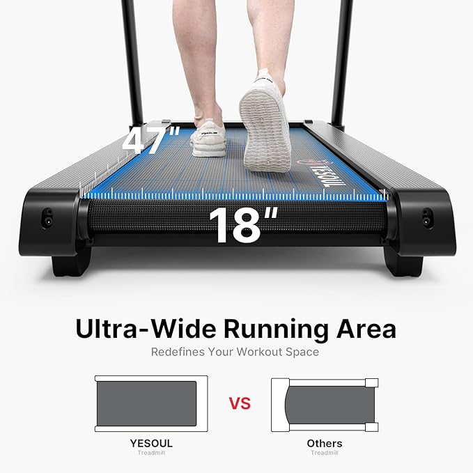 Yesoul Walking Treadmill for Seniors with Long Handrails – 4 Major Safety Protections, Emergency Stop Button, Treadmill for Home 300 lbs Capacity, Recovery Walking Machine with LED Display