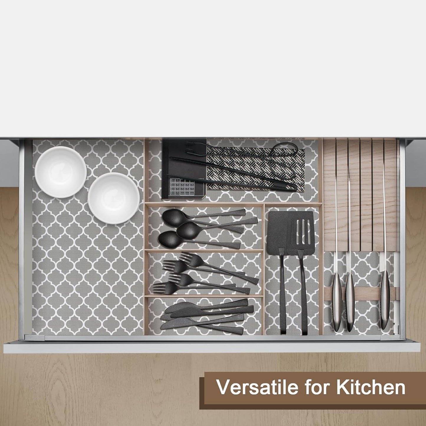 OcePor Non-Adhesive Drawer and Shelf Liner 24IN x 20FT，Non Slip Cabinet and Cupboard Liner, Kitchen Cabinet Liners for Shelves, Waterproof Drawer Shelf Liners for Cabinets/Bathroom Cupboard