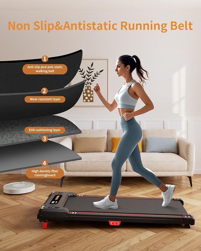 Walking Pad Treadmill, Anylife Incline Walking Pads Under Desk 330lb Capacity, 2.5HP Portable Treadmills for Home, Compact Treadmill Small Running Pad with LED Display, Remote Control