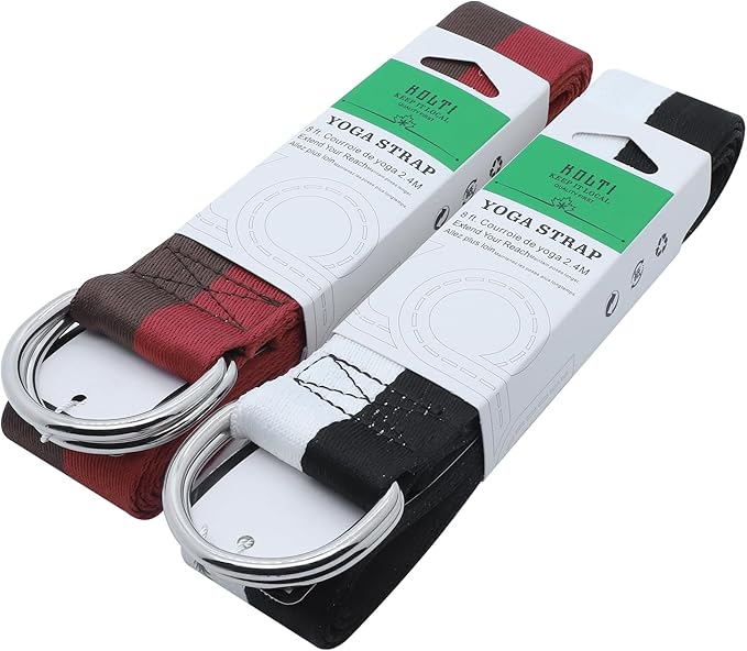 Yoga Exercise Adjustable Straps 8FT with Durable D-Ring for Pilates & Gym Workouts | Hold Poses, Stretch, Improve Flexibility & Maintain Balance