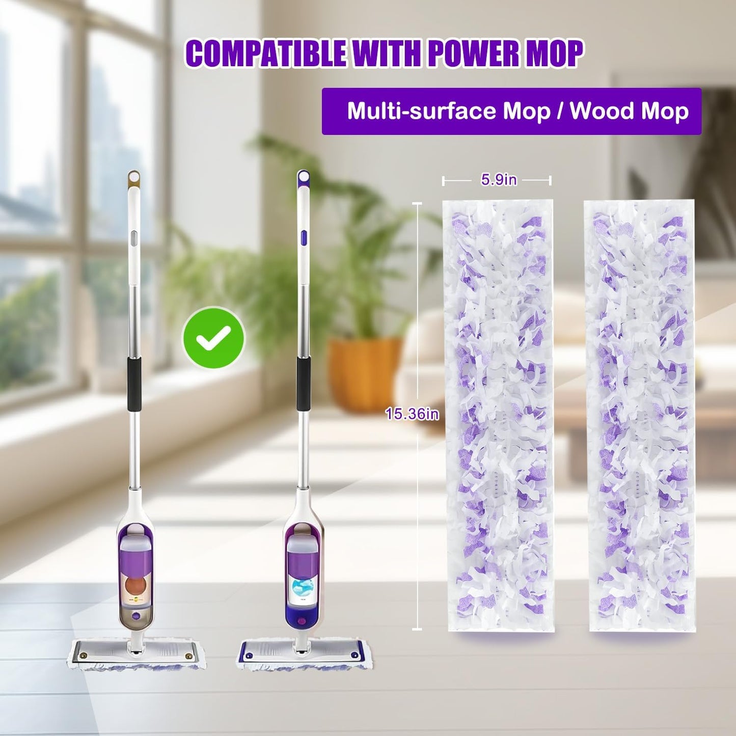 Power Mop Pads Refills for Swiffer PowerMop Multi-Surface Mopping Pad Disposable Replacement Mop Pads Compatible with Swiffer PowerMop,Safe on All Finished Floors,38 Count.