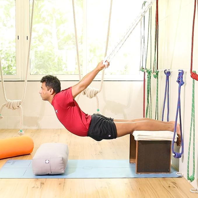 Yogikuti Iyengar Yoga Wall Rope Pair Premium Quality Cotton & Polyester Ropes for Restorative & Anti-Gravity Poses