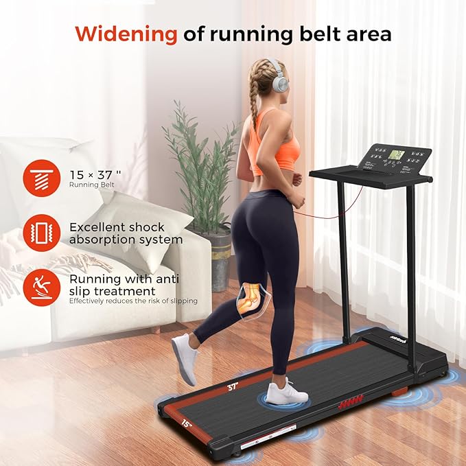 Portable Foldable Treadmills for Home, Small Folding Treadmill for Home Office with 300 LBS Capacity, Walking Running Exercise Electric Compact Treadmill with LED Display