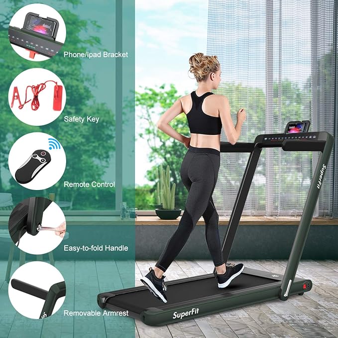 GYMAX Walking Pad, 2.25HP Dual Display Foldable Treadmill for Home with Remote/Smart App Control, Portable Compact Treadmill for Office Under Desk, Folding Running Machine for Small Spaces