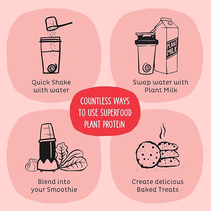 KOS Vegan Protein Powder, Strawberry and Cream Organic Pea Protein Blend, Plant Based Superfood with 12 Vitamins and Minerals, Made Without Dairy - Meal Replacement for Women & Men, 15 Servings