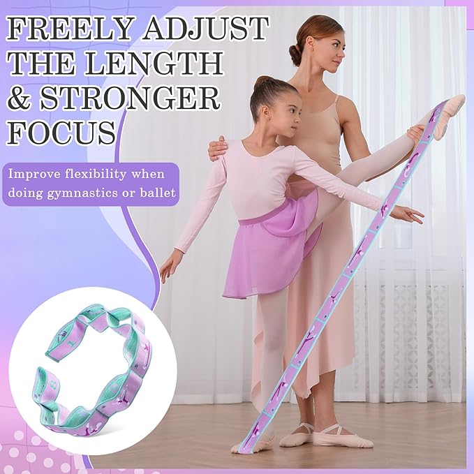 Stretch Strap for Kids Elastic Gymnastics Stretching Ballet Dance Band with 8 Loops Adjustable Exercise Training Resistance Strap for Children Stuff Pilates Latin Yoga Equipment