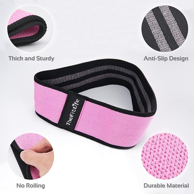 TheFitLife Resistance Exercise Bands for Women - Fabric Workout Bands for Booty, Hip, Glute, Leg, Thigh, Squat, Butt Lift Excersize and Fitness Loop Bands for Home Gym