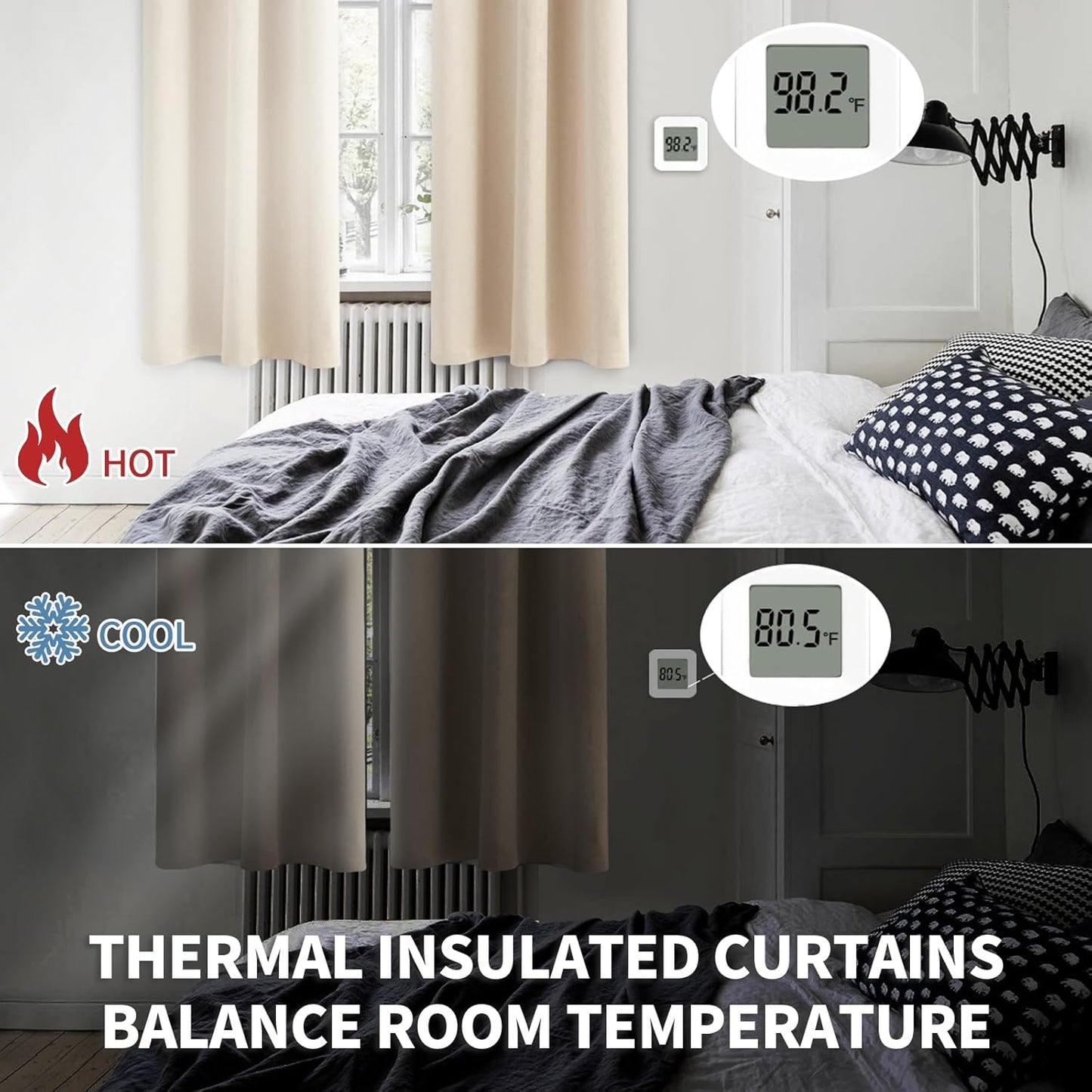 BGment Champagne Blackout Curtains for Bedroom 72 Inches Long - Thermal Insulated Room Darkening Curtain for Living Room, 42 x 72 Inch, 2 Panels