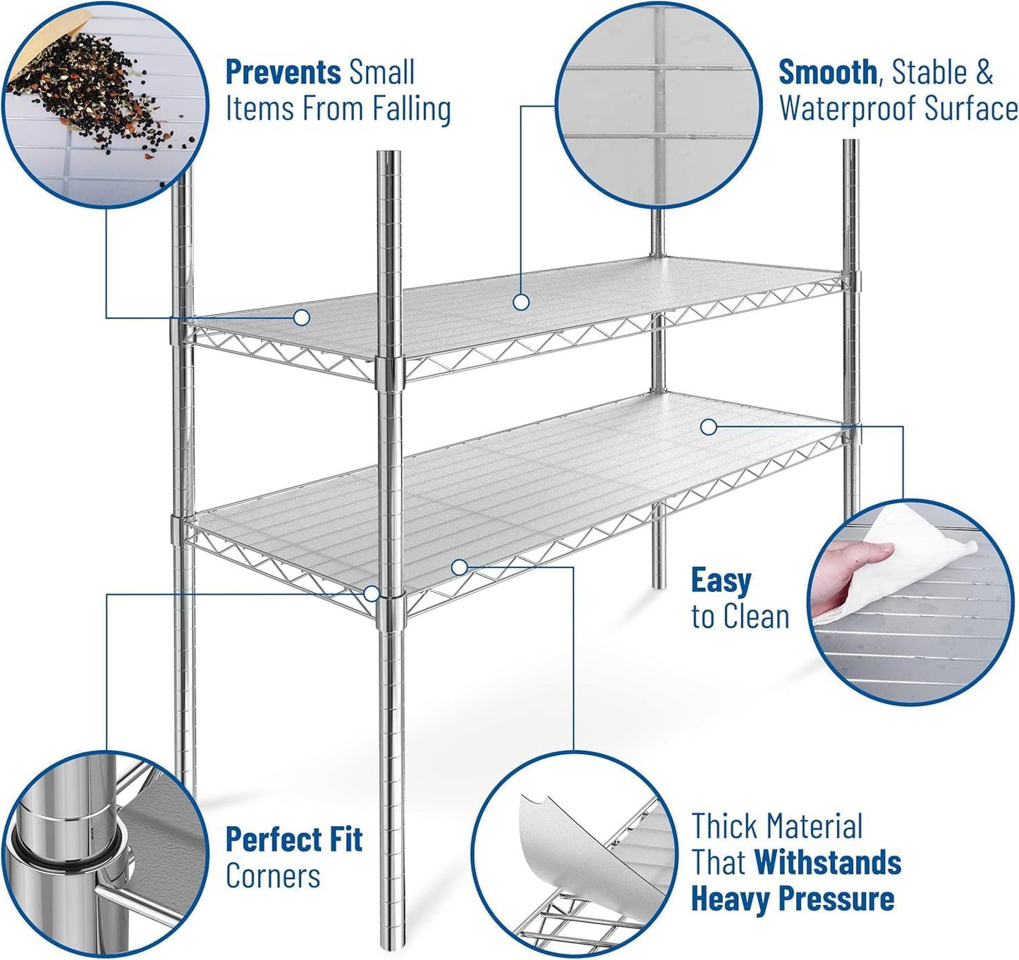 Sterling Shelf Liners for Wire Shelf System: Set of 5 in Graphite: 16 x 36 inch: Plastic Wire Shelving Mats