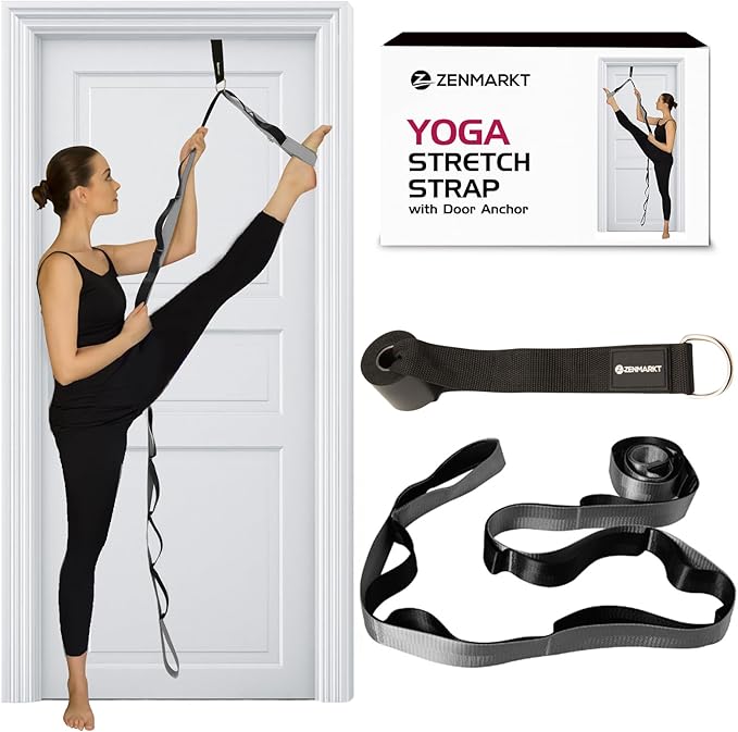 10-Loop Yoga Strap with Door Anchor – Stretch Strap for Flexibility, Deep Stretching, and Improved Balance – Perfect Yoga Accessory for All Fitness Levels