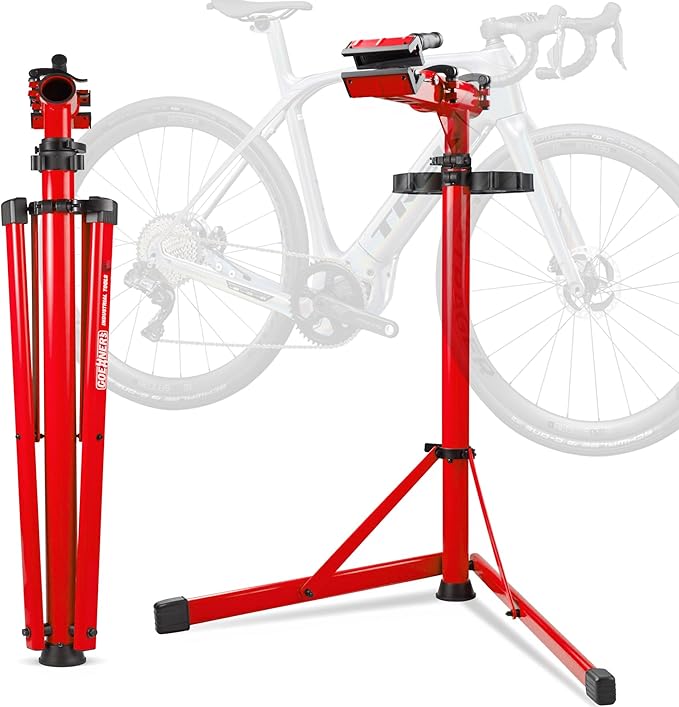 Upgraded Bike Repair Stand Max 176 lbs, Heavy Duty Bicycle Repair Stand, Portable Aluminum E Bike Stand Manintenance Workstand for Any Bike, Heavy E-Bike, Mountain Bike and Road Bike, Red
