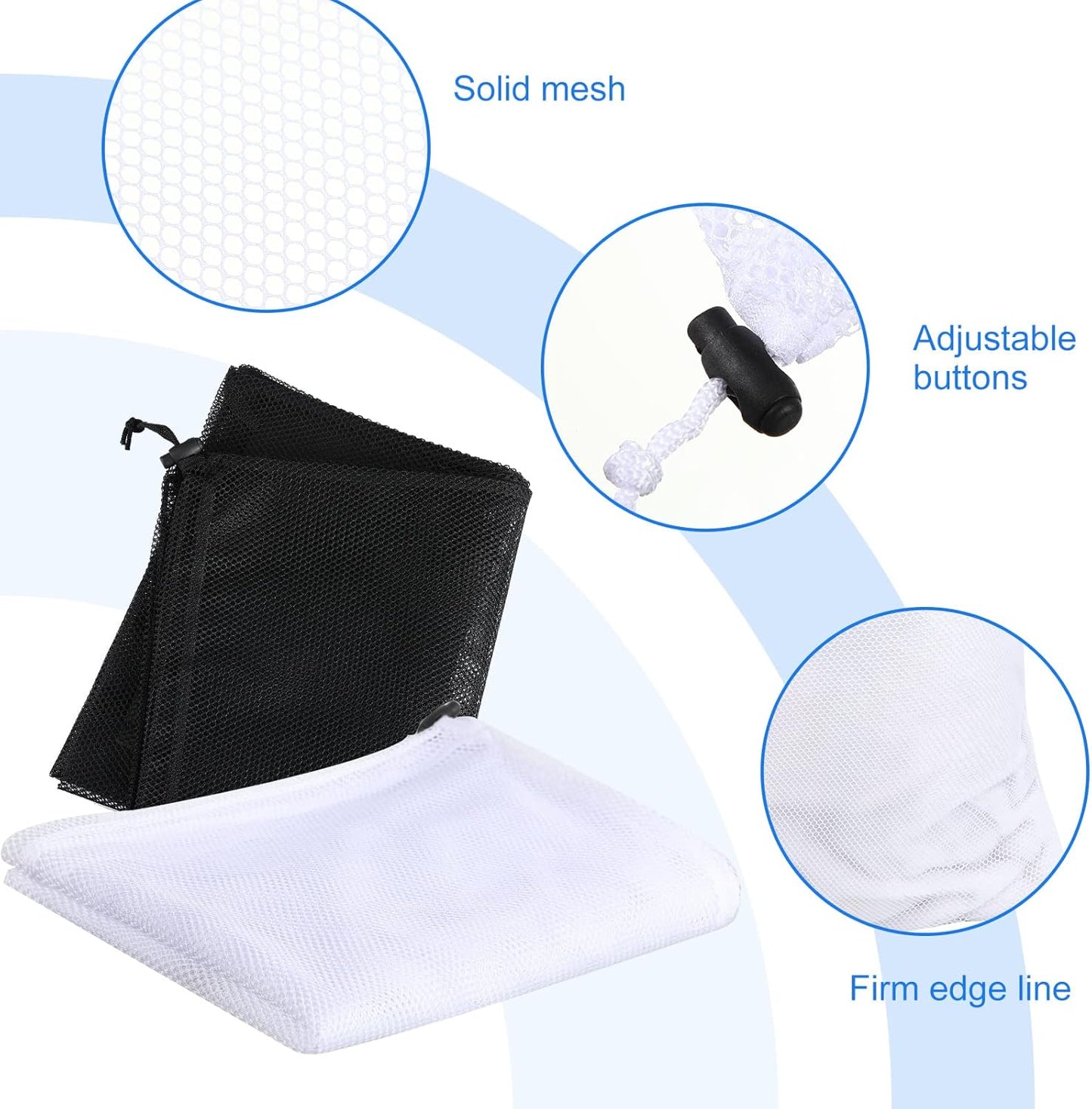 Berlune 30 Pack 24 x 36 Inches Large Mesh Bags for Laundry, Wash bags, Sturdy Mesh Material Closed with Drawstring, Factory, University, Dormitory, Travel and Apartment Dweller (Black, White)