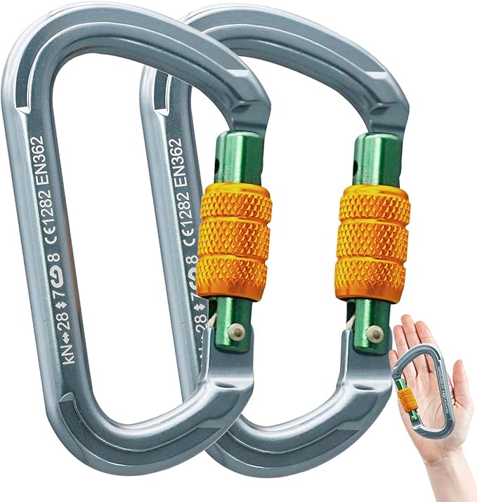 SOB Auto Locking Climbing Carabiner Clips,Heavy Duty Asymmetrical Carabiner Connector Used for Rappelling Gear Rescue Outdoor Projects Dog Leash