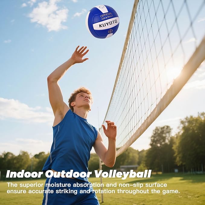 KUYOTQ Official Size 5 in&Outdoor Beach Volleyball,3MM Thickened Surface Soft Leather Youth Womens Mens Volleyball for Game Gym Training(Deflated)