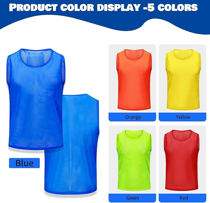 12/24/48PCS Pinnies Youth Team Pennies for Sports Kids and Scrimmage Vests for Soccer Basketball Jersey Practice