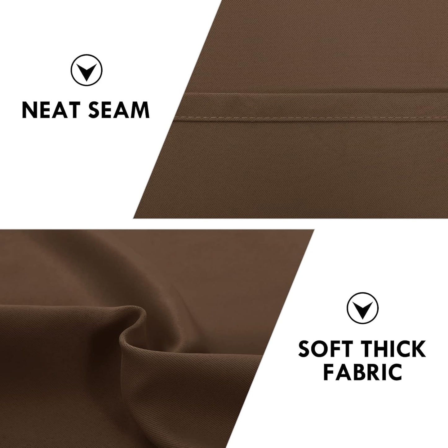 DWCN Blackout Curtains Thermal Insulated Energy Saving Bedroom and Kitchen Curtains Window Treatments, W 38 x L 45 Inch, Set of 2 Brown Rod Pocket Drapes