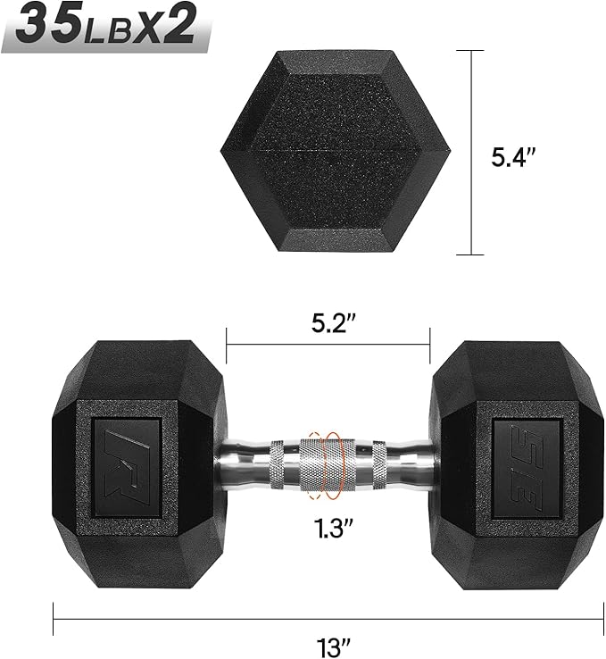RitFit 5-650 LBS PVC Encased Hex Dumbbell Sets with Optional Rack for Home Gym, Hand weight with Chrome Handle for Strength Training, Workouts