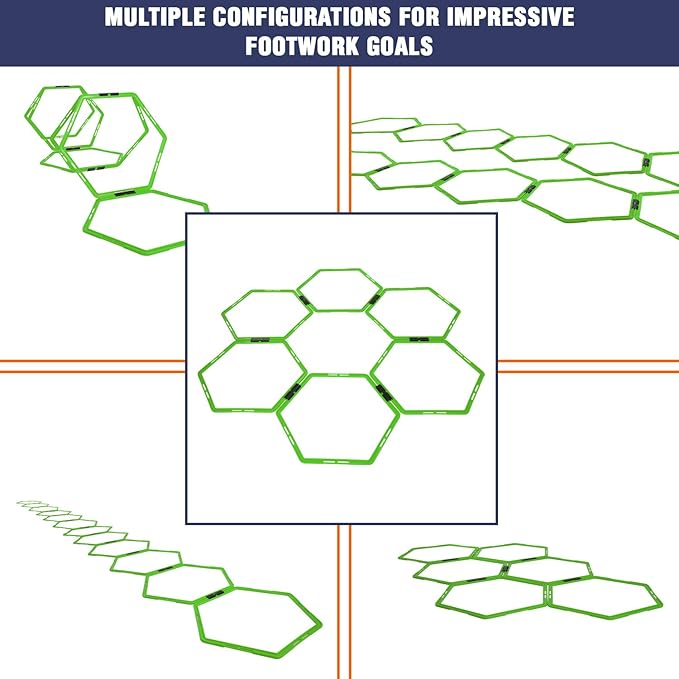 Yes4All Hex Agility Rings/Speed Rings with Carrying Bag – Hexagon Rings, Agility Hurdles for Agility Footwork Training