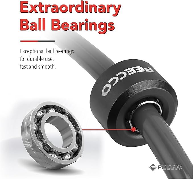 FEECCO Weighted Jump Rope - Heavy PVC Ropes with Metal Handles and Ball Bearings