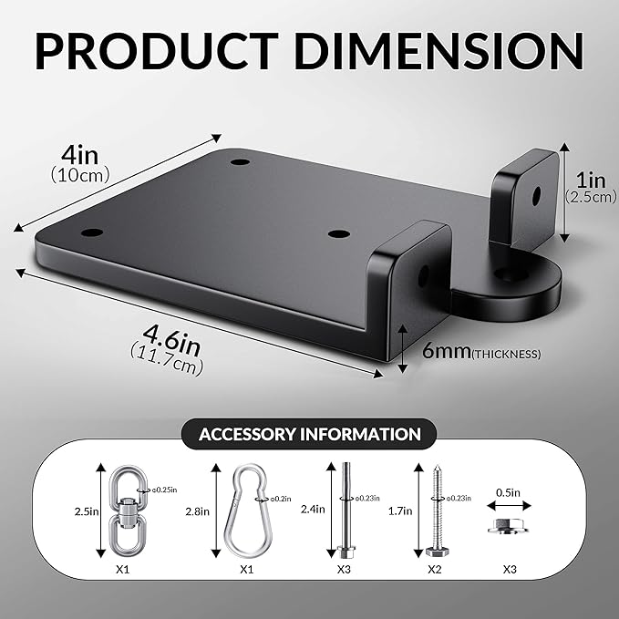 1200lb Heavy Punching Boxing Bag Hanger, 360° Beam Punching Bag Hanger, Rafter Heavy Bag Mount Hook, Punching Bag Mounting Bracket, Rotation Wall Ceiling Mount Bracket for Muay Thai Yoga Swing Hammock