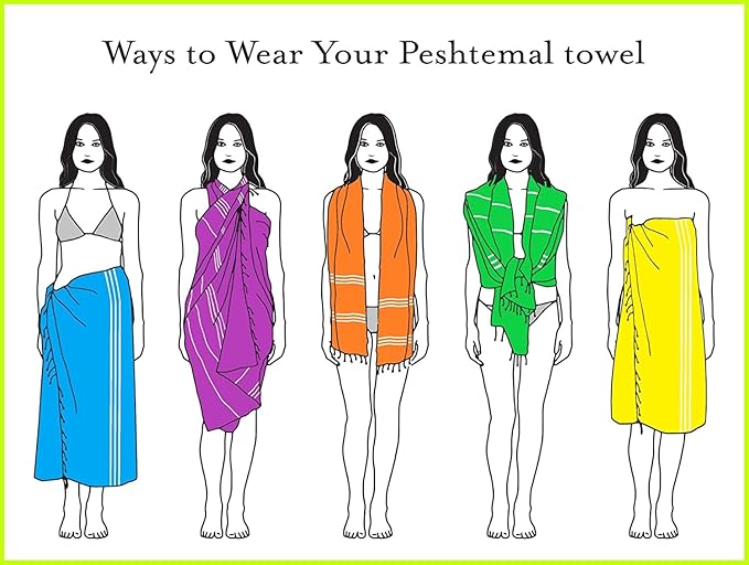 HAVLULAND Turkish Beach Towels Oversized -100% Turkish Cotton Super Soft Lightweight - Absorbent and Quick Drying Bath Towel - Sand Free Beach Towel - Turkish Towels for Adults (Teal, 6 Pack)