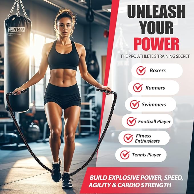 Jump Rope, Weighted Jump Rope for Women, Heavy Jump Ropes for Fitness, Home Gym Exercise Equipment, Adult Skipping Rope for Improve Strength, Weight Loss, Boxing Training,Total Body Workout Equipment