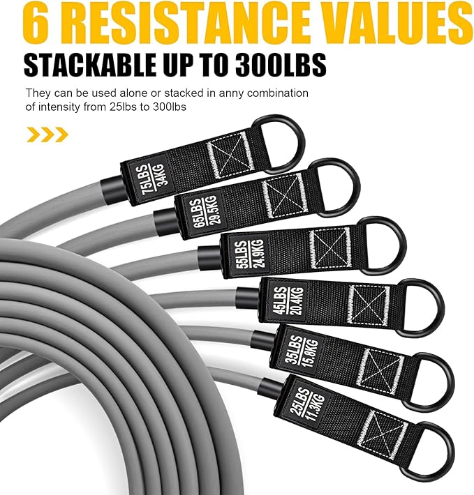 HPYGN Resistance Bands, Heavy Exercise Bands with Handles, Fitness Bands for Working Out, Workout Bands for Men, Weight Bands Set for Muscle Training, Strength, Slim, Yoga, Home Gym Equipment