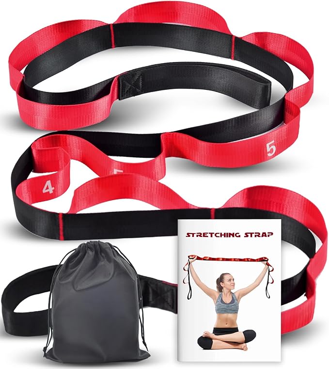 Stretching Strap with 10 Loops-Yoga Strap for Physical Therapy,Home Workout,Pilate & Flexibility Training,Non Elastic Exercise Stretch Band for Hamstring,Leg Stretcher Belt,Flexibility Fascia