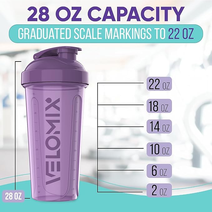 '-2 Pack- 28 oz Protein Shaker Bottles for Protein Mixes - 2x Wire Whisk | Leak Proof Shaker Cups for Protein Shakes | Protein Shaker Bottle Pack | Shakers for Protein Shakes-Purple&Black