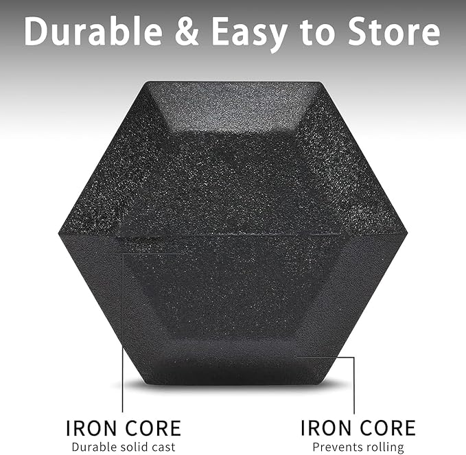 Yufer 6-10 Pair Iron and Rubber Coated Dumbbell Set 350/450 and 550 lbs 5-50 lbs Hand Free Weight for Strength Hex Rubber Weights with Vertical Storage Rack Fitness Home Gym Equipment