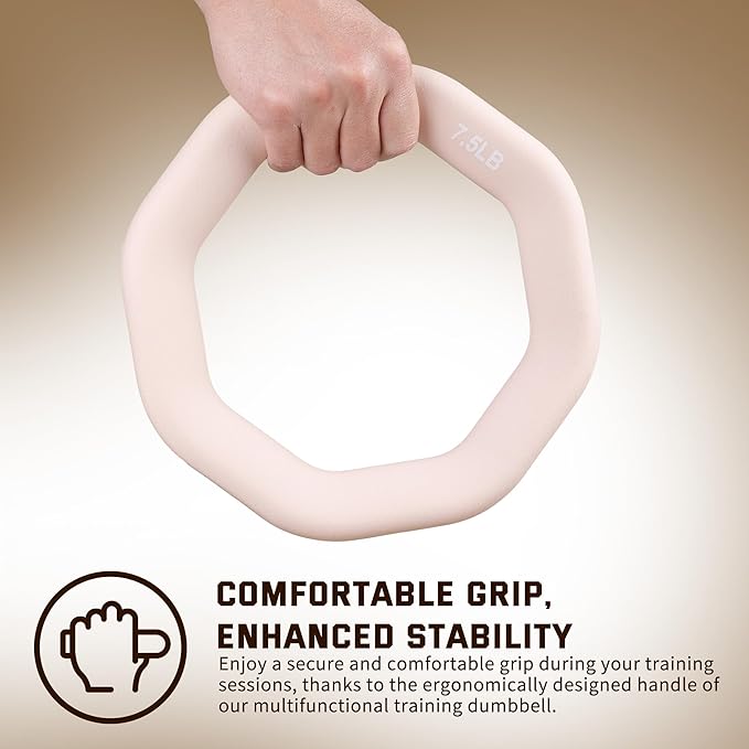 Leikefitness Weight Ring 2-in-1 Kettlebell & Dumbbell, cast Iron+PVC Coating, Yoga Exercise, Aerobics, Core Training, 4 in a Set (0.33LB + 5.5LB + 7.5LB + 10LB)