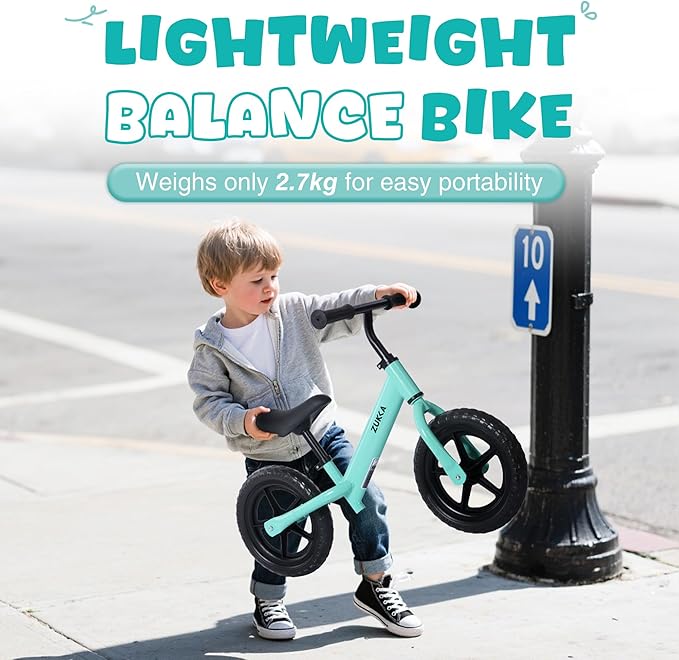 12 inch Toddler Balance Bike Adjustable Handlebar & Seat Anti-Slip Grip Suitable for 2-5 Years Old with Footrest Lightweight for Tolddlers Boys Girls Multiple Colors to Choose