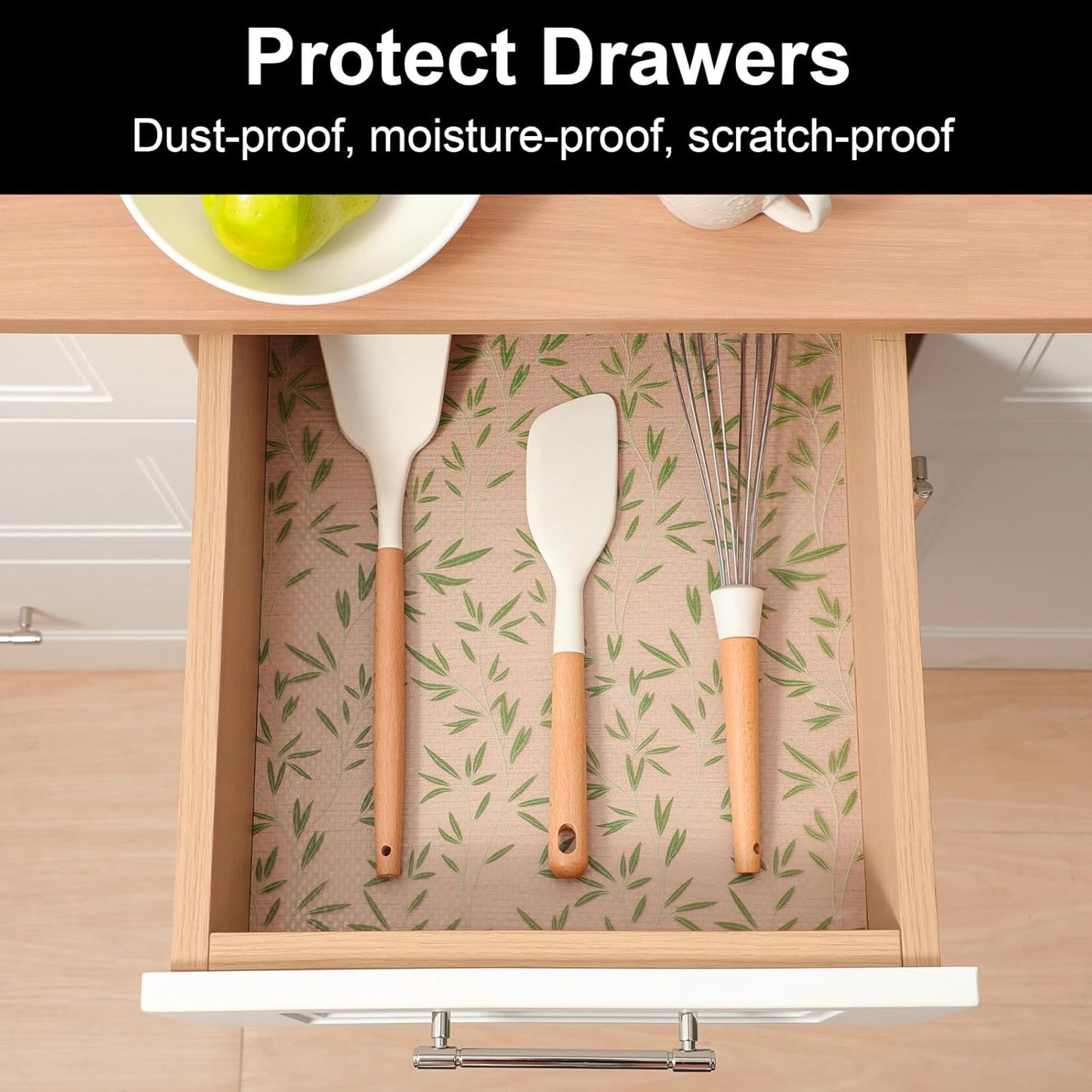 Cooyes Shelf Paper for Kitchen Cabinets Non Adhesive, Waterproof & Oil-Proof Kitchen Drawer Liner for Refrigerator Drawer Fridge Cupboard (23.6 Inch W x 354 Inch L)