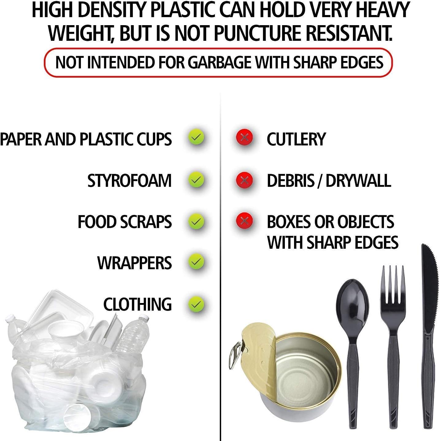 Aluf Plastics High Density Trash Bags, 30 Gallon, 2000 Count, 10 Micron (eq), 30" x 37", Clear, for Bathroom, Office, Industrial, Commercial, Janitorial, Municipal, Recycling