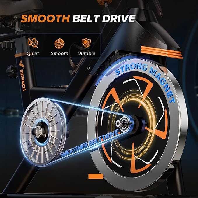 MERACH Magnetic Exercise Bike, Indoor Cycling Bike with Self-Developed App, 350 lbs Weight Capacity & 40 lbs Flywheel, Stationary Bike for Home Gym Fitness