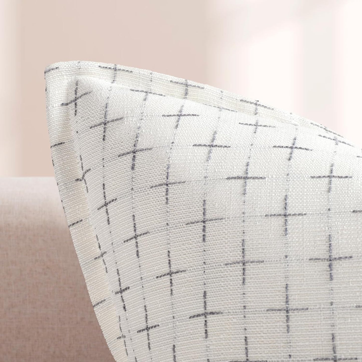 ZWJD Pillow Covers 24x24 Set of 2 Soft Polyester Textured Pillow Covers with Stylish Flange Edge Cozy Farmhouse Throw Pillows for Couch Bed Sofa Living Room