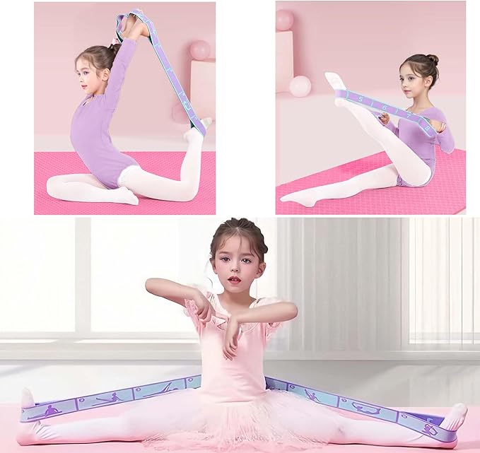 2pcs Stretch Strap for Kids,Elastic Yoga Stretching Strap with Loops, Multi-Loop Adjustable Exercise Stretching Bands，Stretching Resistance Ballet Bands for Dance, Latin, Gymnastics Exercis -8Loops