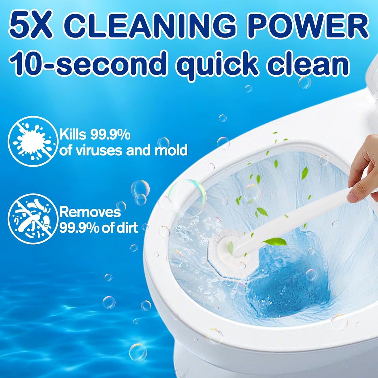 80 Count Disposable Toilet Wand Refills - Toilet Bowl Wand Refills with Cleaners, 5X Cleaning Power | No Falling Apart | Fresh Fragrance