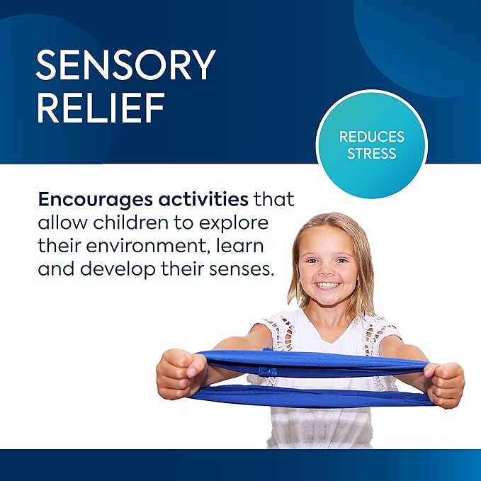 BouncyBand Stretch Band Focus Tool – 30” Resistance Band for Kids Stretches to Over 46” – Silent Sensory Tool Awakens Imagination, Develops Balance, and Strengthens Muscles