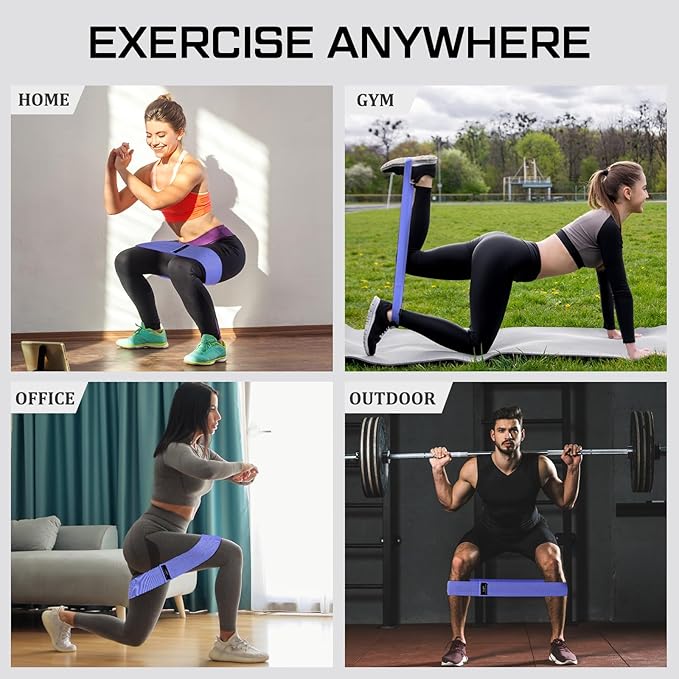 12 Pcs Fabric Resistance Bands for Working Out Booty Workout Stretch Exercise Bands Non Slip for Legs Squat Resistance Loop for Women Men Starter Butt Hip Thigh Fitness