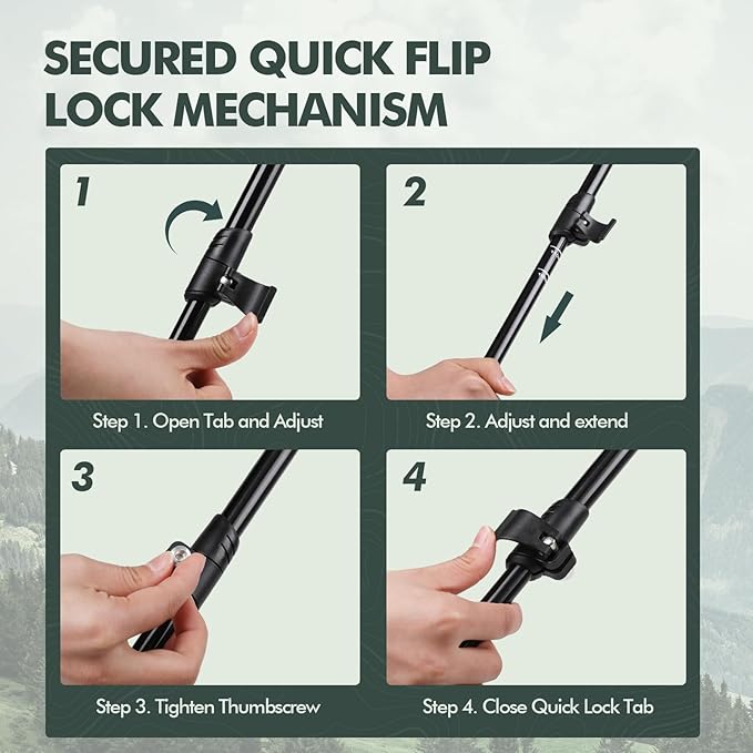 KINGGEAR Nordic Walking Stick, TP1 Hiking Poles Retractable Lightweight 7075 Aluminum, Trekking Poles with Flip Lock, Natural Cork and EVA Grip, 2pc Hiking Gear