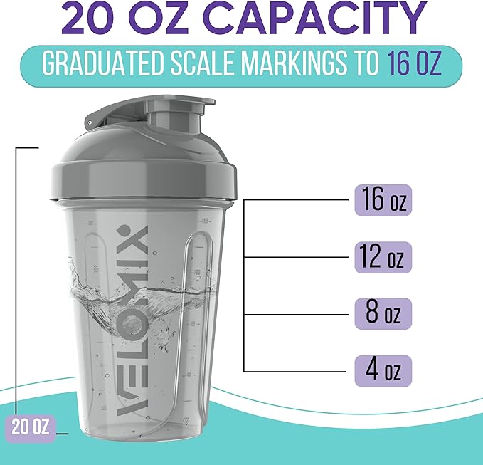 '-6 PACK- Shaker Cups for Protein Shakes 20 oz - 6x Wire Whisk | Leak Proof Protein Shaker Bottle for Protein Shakes, Shaker Bottle Pack for Pre & Post Workout, Shaker Cup (Modern Neutrals)