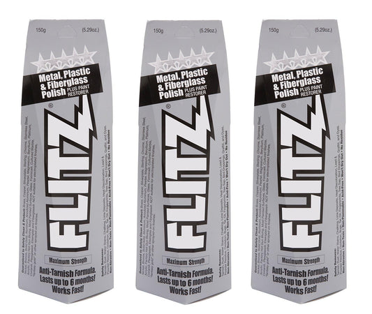 Flitz Multi-Purpose Metal Polish Paste - 5.29oz Tube of USA-Made Chrome Polish - Works on Stainless Steel, Aluminum, Plastic, Jewelry and Cars - Non-Abrasive Cleaner & Rust Remover (3 Pack)